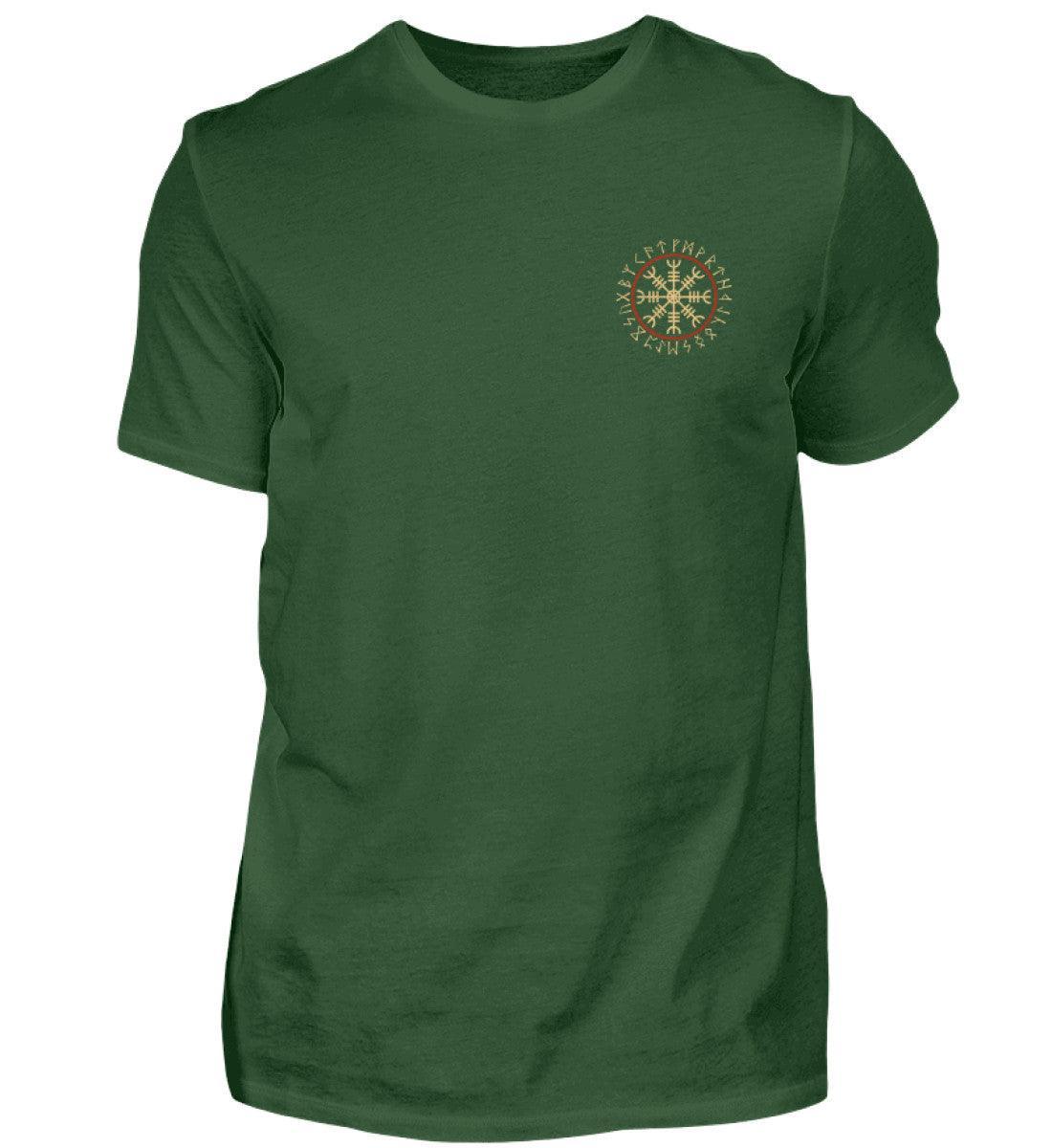 Wikinger Premiumshirt Helm Of Awe Mit Runenkreis Front Backprint - Nordic Viking Wear