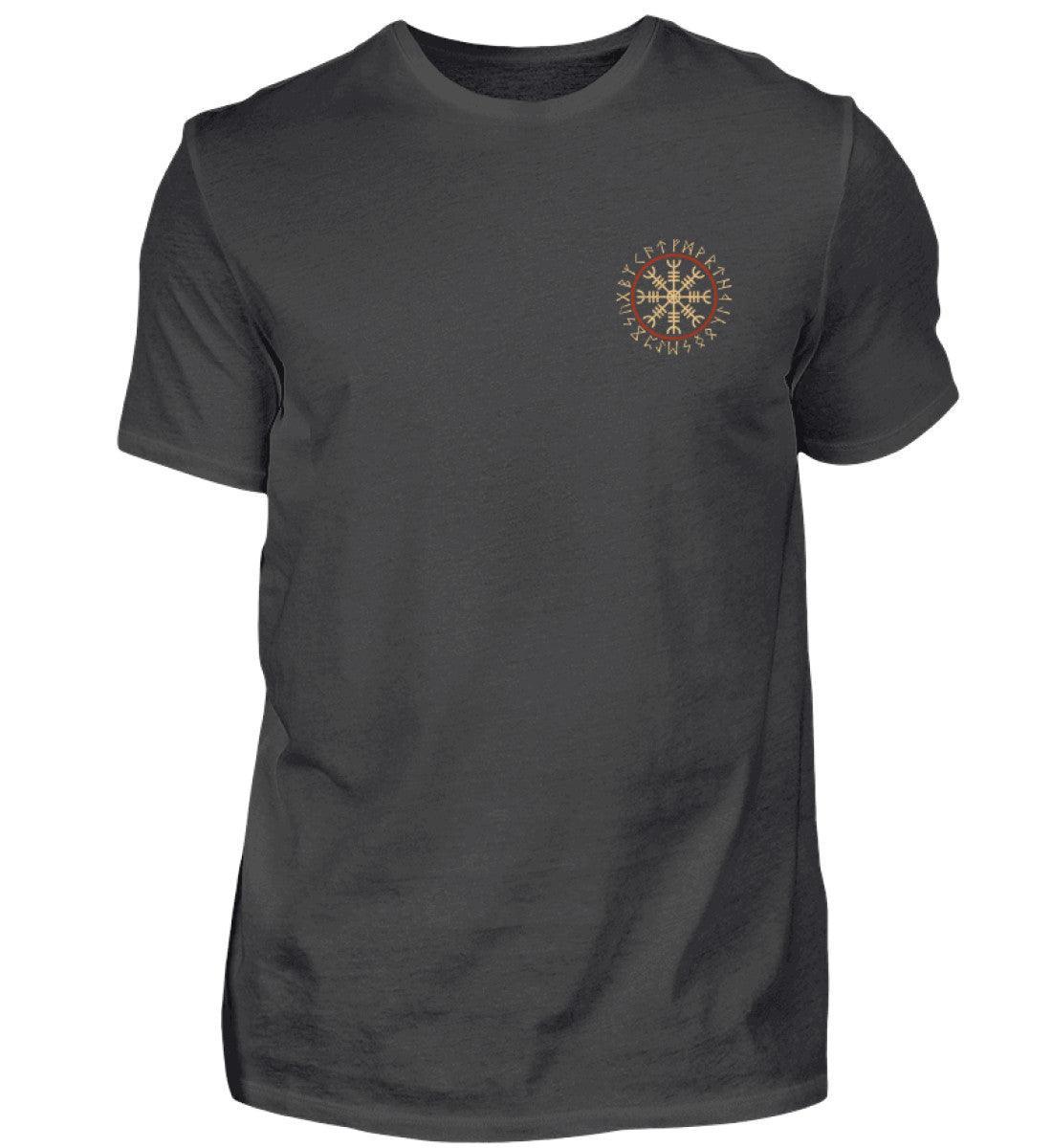 Wikinger Premiumshirt Helm Of Awe Mit Runenkreis Front Backprint - Nordic Viking Wear