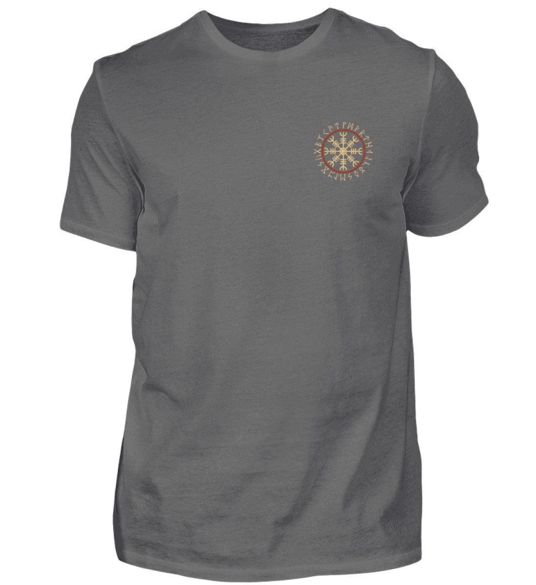 Wikinger Premiumshirt Helm Of Awe Mit Runenkreis Front Backprint - Nordic Viking Wear