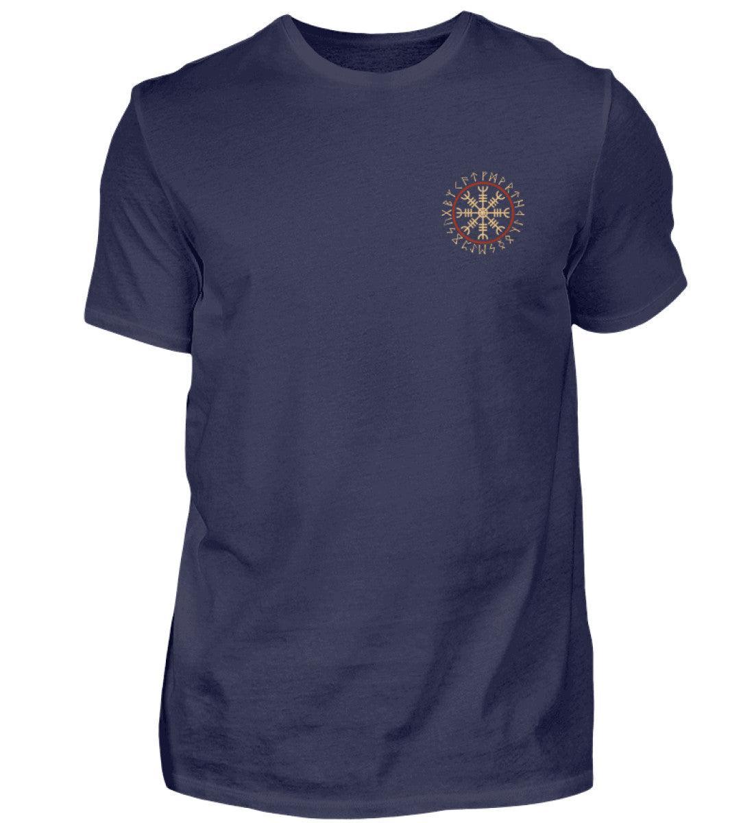 Wikinger Premiumshirt Helm Of Awe Mit Runenkreis Front Backprint - Nordic Viking Wear