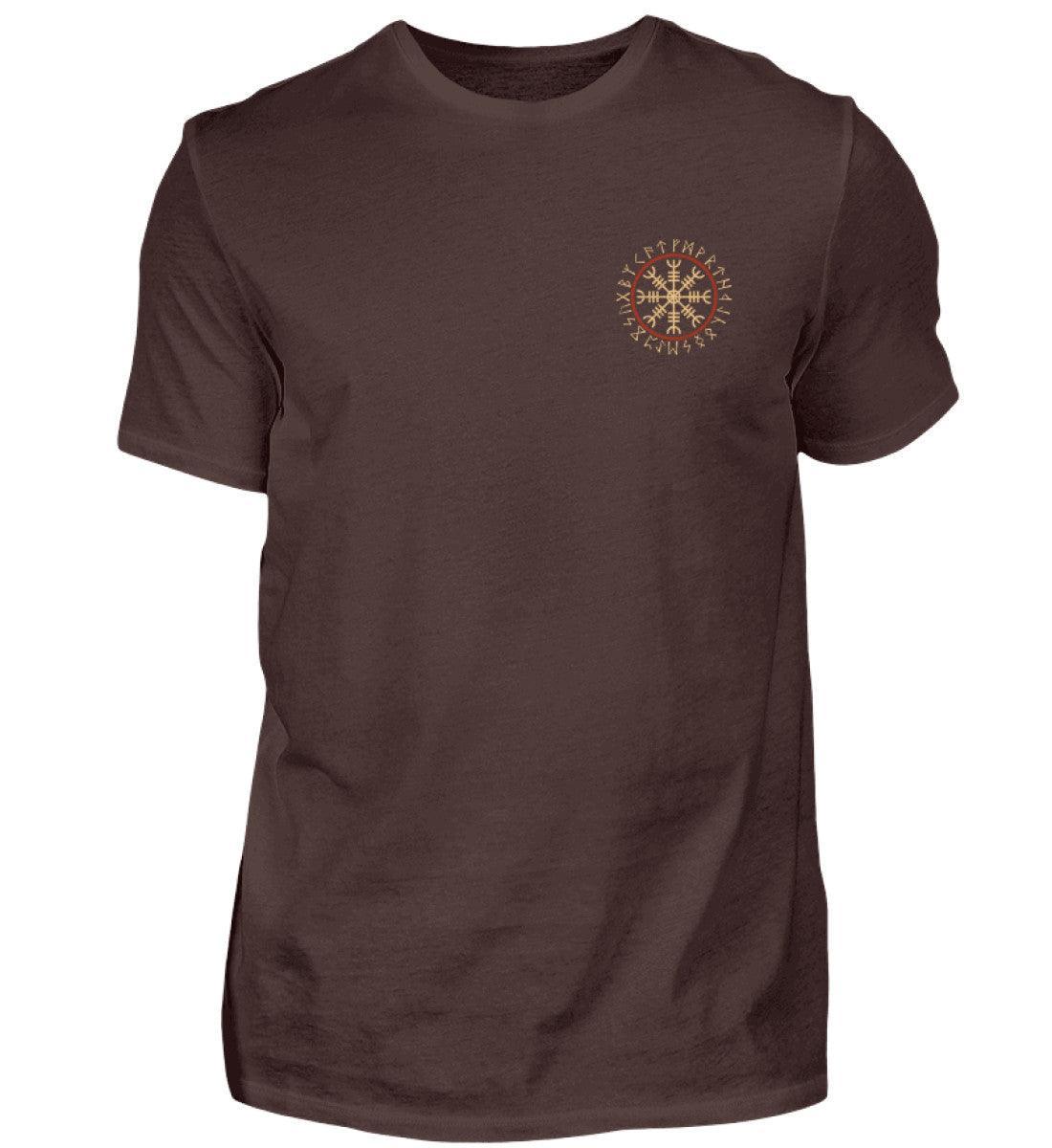 Wikinger Premiumshirt Helm Of Awe Mit Runenkreis Front Backprint - Nordic Viking Wear