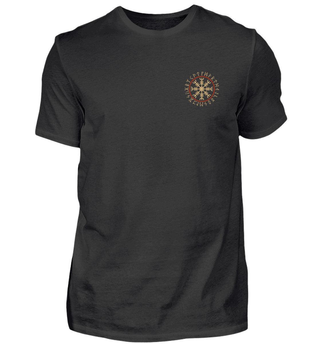 Wikinger Premiumshirt Helm Of Awe Mit Runenkreis Front Backprint - Nordic Viking Wear