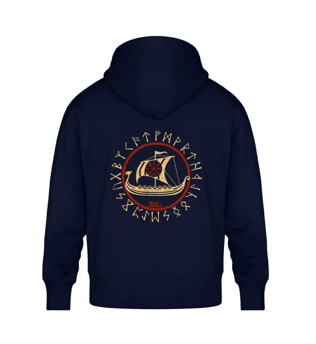 Wikinger Oversized Hoodie Vegvisir Drachenboot Design - Nordic Viking Wear