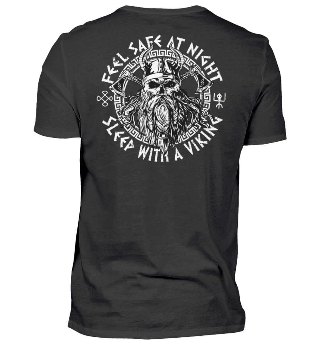 Wikinger Backprint T-Shirt "Feel Safe At Night" – Kühner Nordmann-Krieger - Nordic Viking Wear