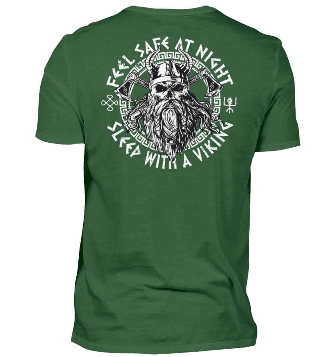Wikinger Backprint T-Shirt "Feel Safe At Night" – Kühner Nordmann-Krieger - Nordic Viking Wear