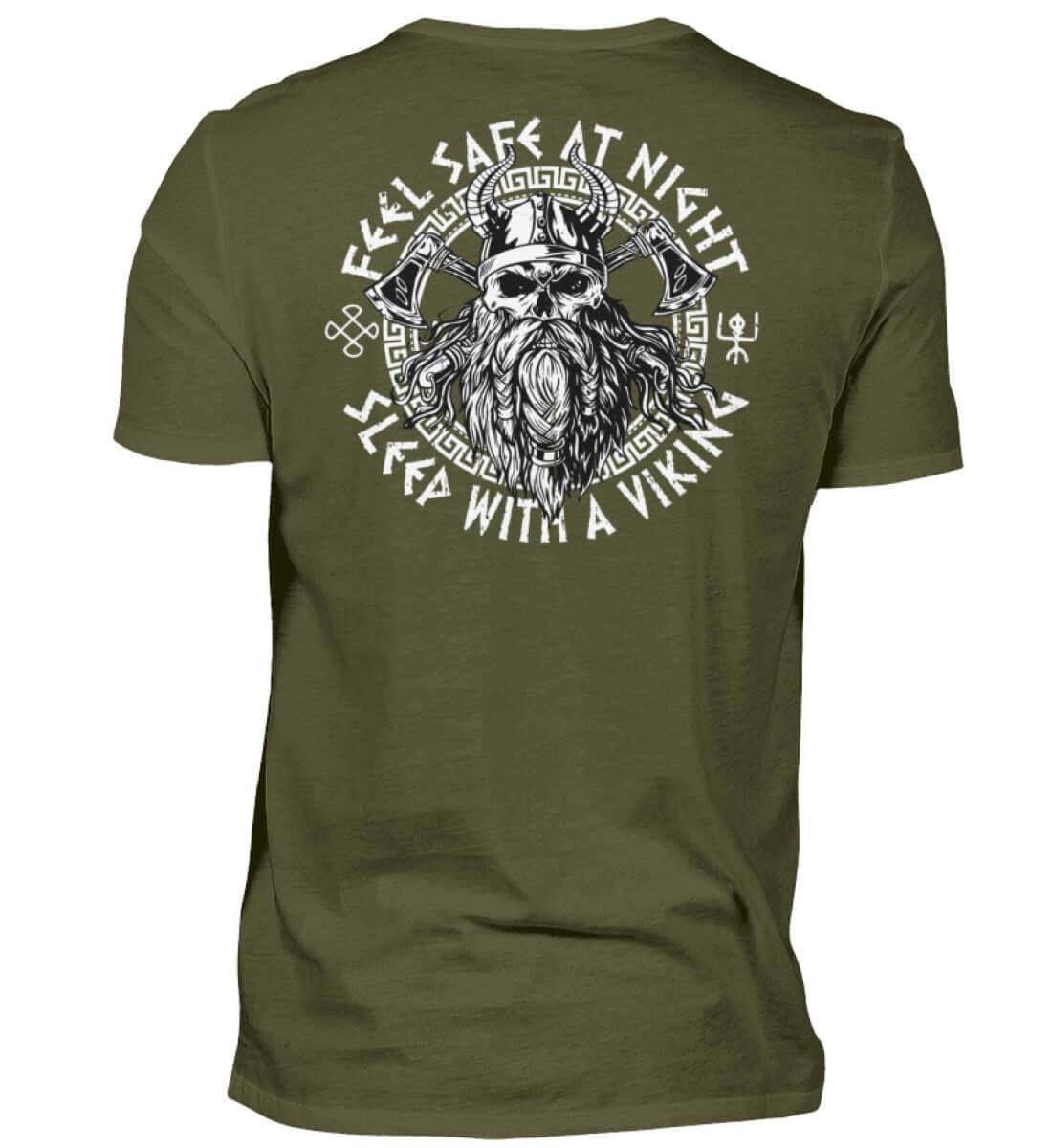 Wikinger Backprint T-Shirt "Feel Safe At Night" – Kühner Nordmann-Krieger - Nordic Viking Wear