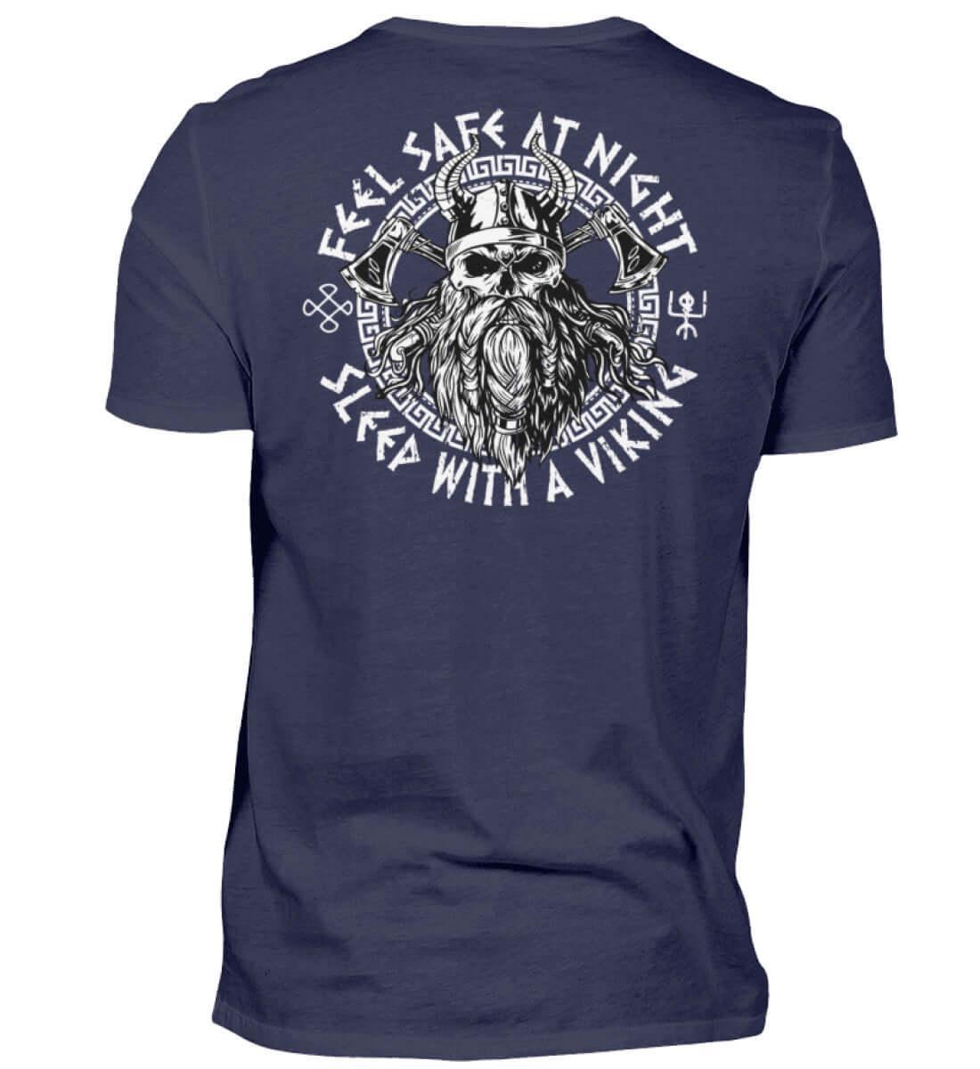 Wikinger Backprint T-Shirt "Feel Safe At Night" – Kühner Nordmann-Krieger - Nordic Viking Wear