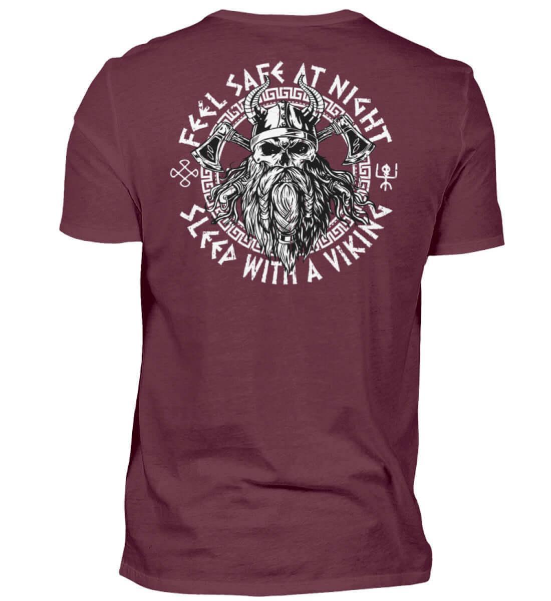 Wikinger Backprint T-Shirt "Feel Safe At Night" – Kühner Nordmann-Krieger - Nordic Viking Wear