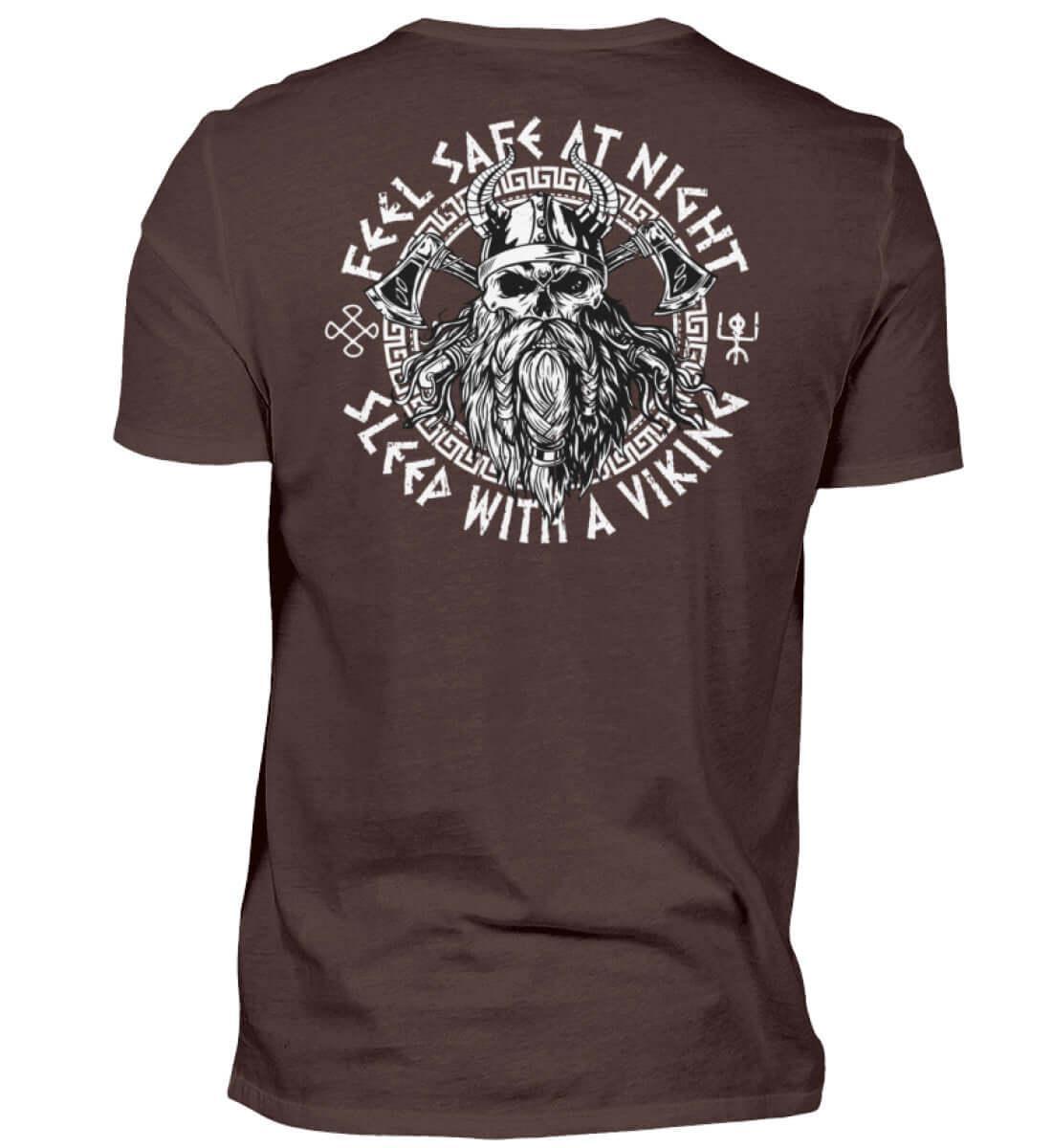Wikinger Backprint T-Shirt "Feel Safe At Night" – Kühner Nordmann-Krieger - Nordic Viking Wear