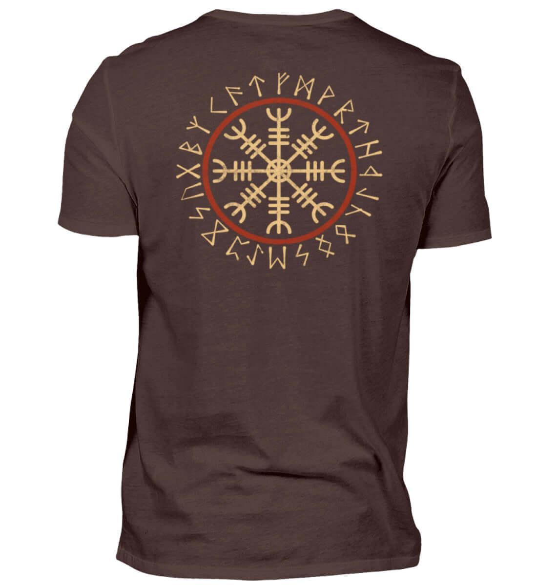 Wikinger Backprint Helm Of Awe Mit Runenkreis - Herren Premiumshirt - Nordic Viking Wear