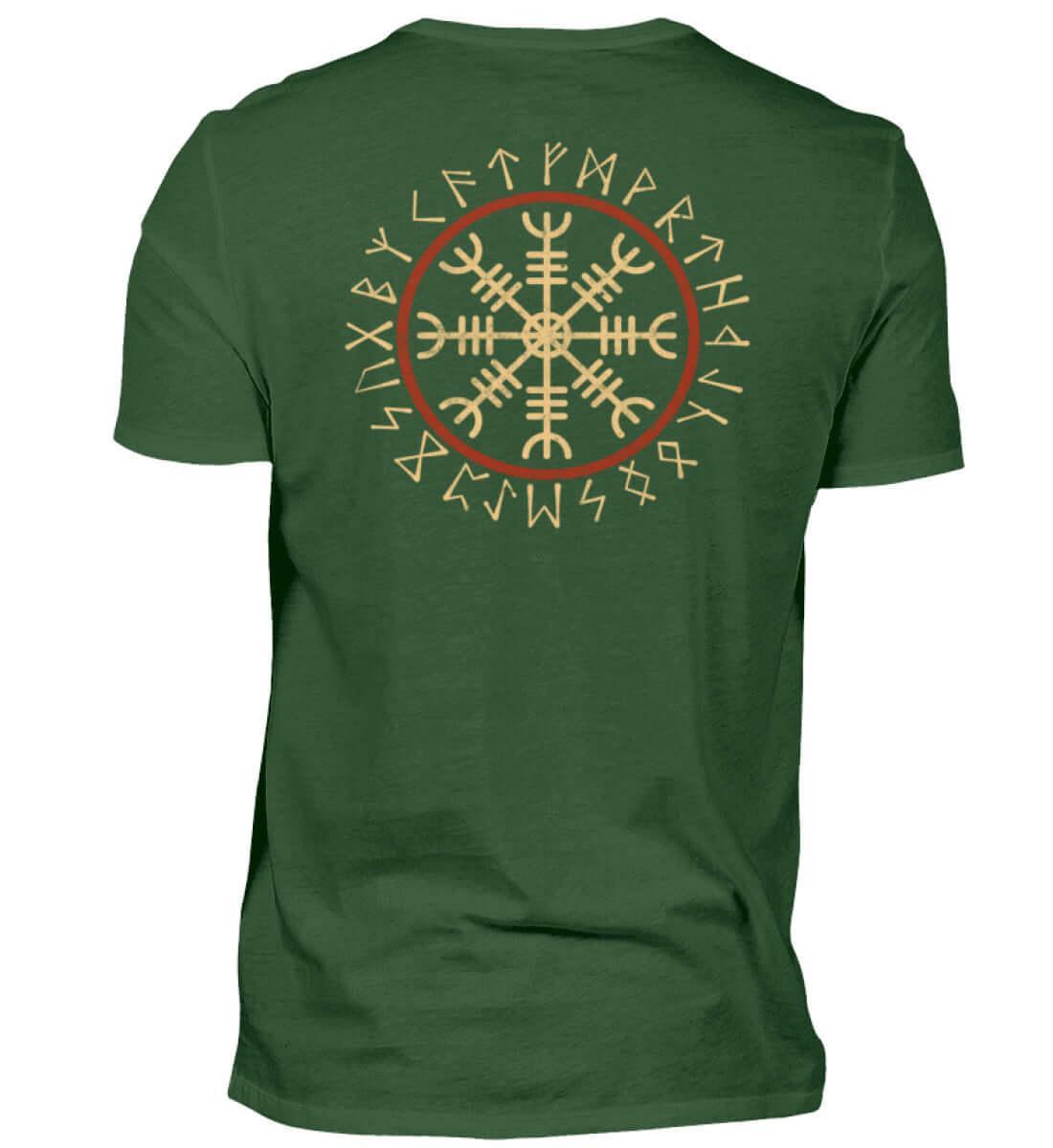 Wikinger Backprint Helm Of Awe Mit Runenkreis - Herren Premiumshirt - Nordic Viking Wear