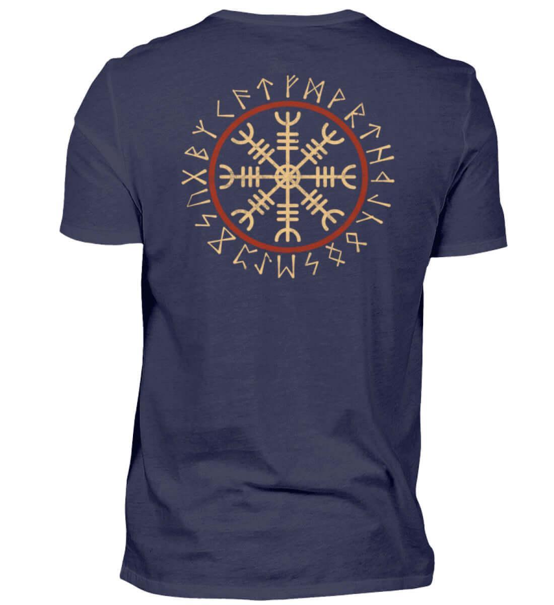 Wikinger Backprint Helm Of Awe Mit Runenkreis - Herren Premiumshirt - Nordic Viking Wear