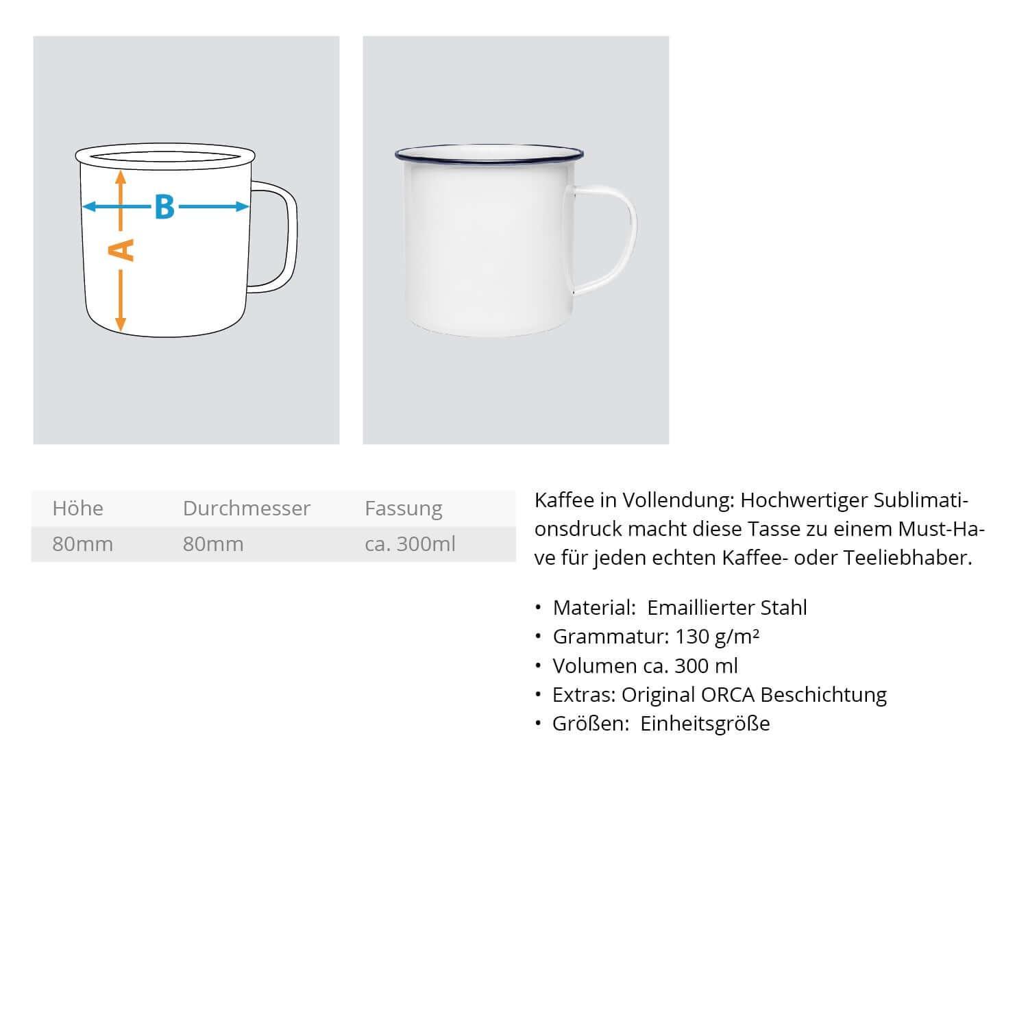 Plünderer am Morgen: 'Zum Plündern Geboren, Zur Arbeit Gezwungen' Wikinger - Emaille Tasse - Nordic Viking Wear