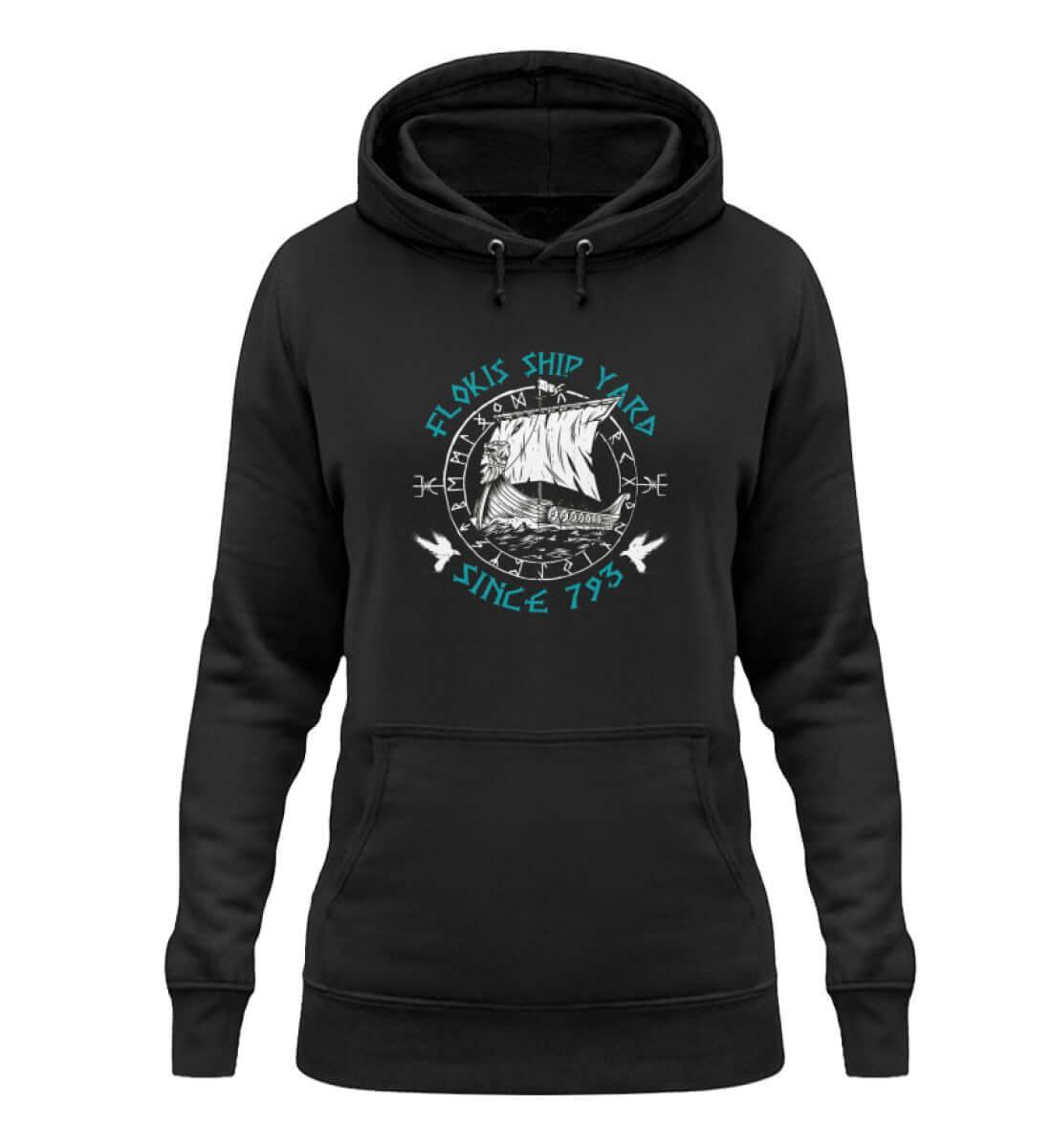Schildmaiden Hoodie "Flokis Ship Yard" | Wikingerschiff & Runenkreis Motiv | Ideal für Liebhaber der Nordischen Kultur - Nordic Viking Wear