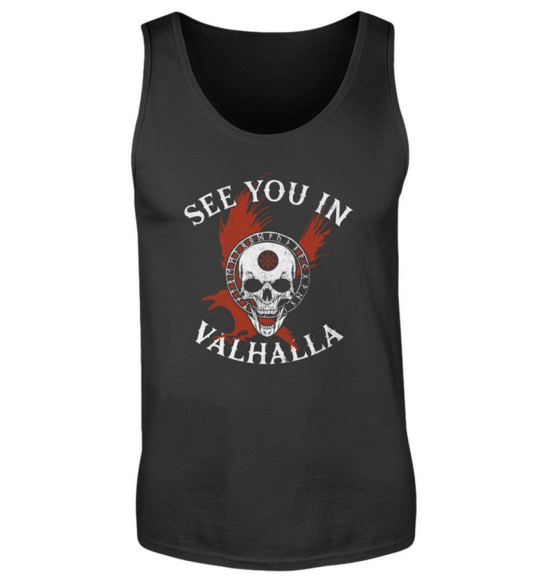 Wikinger-Tanktop "See You in Valhalla" mit Helm of Awe-Schädel - Nordic Viking Wear