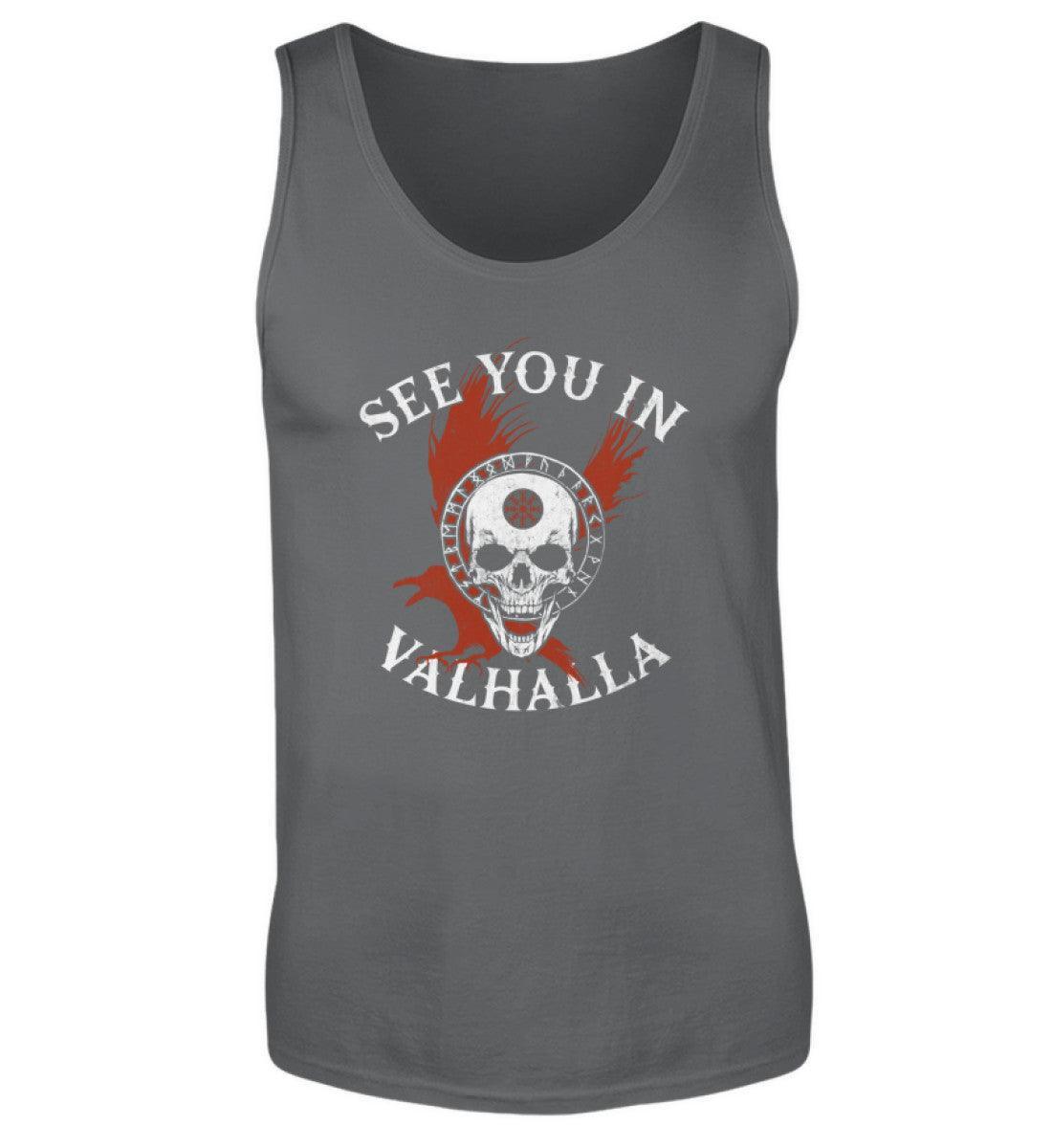 Wikinger-Tanktop "See You in Valhalla" mit Helm of Awe-Schädel - Nordic Viking Wear