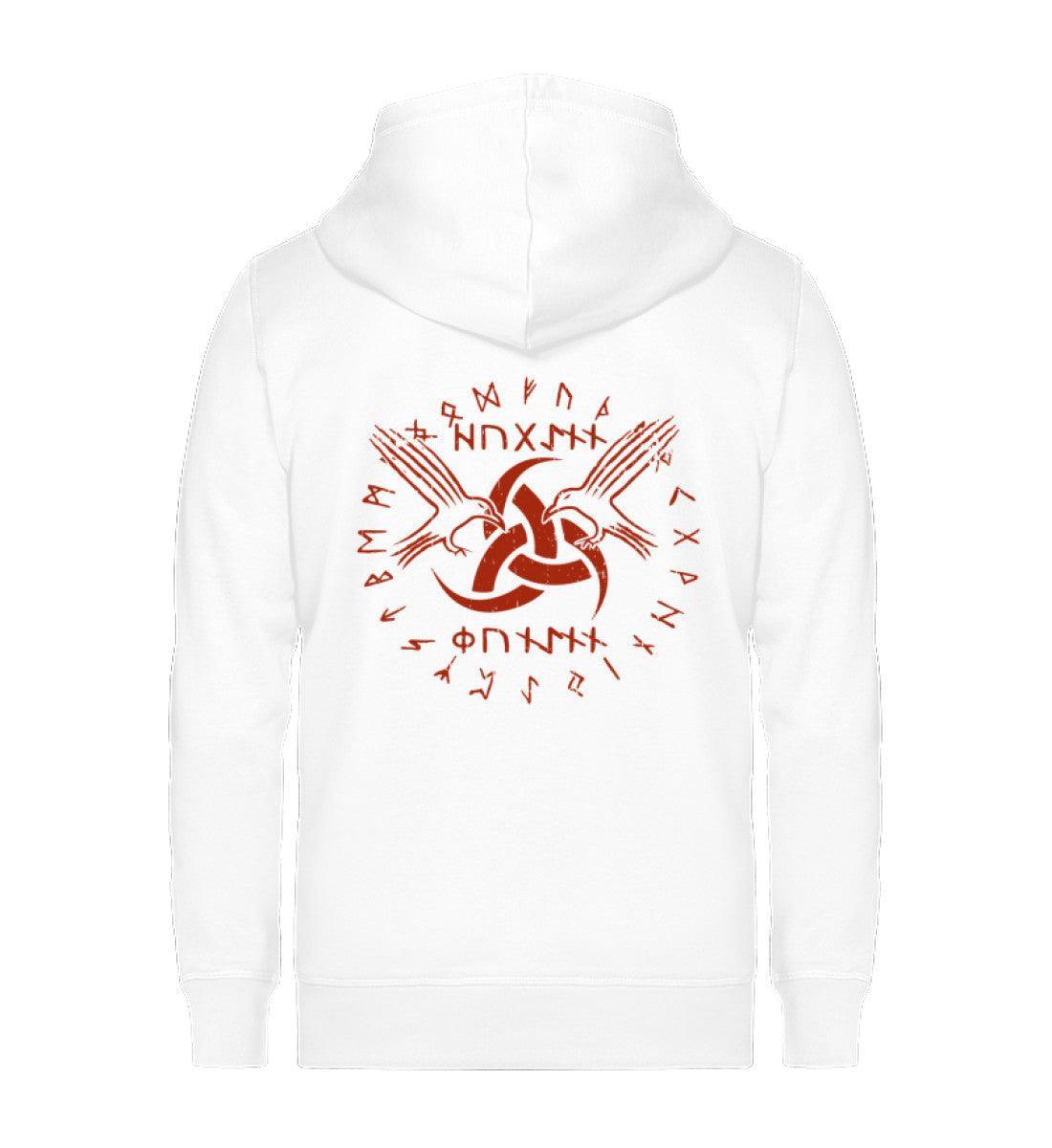 Wikinger/Schildmaiden Organic Zip-Hoodie "Odins Boten" - Huginn und Muninn mit Gjallarhorn - Nordic Viking Wear
