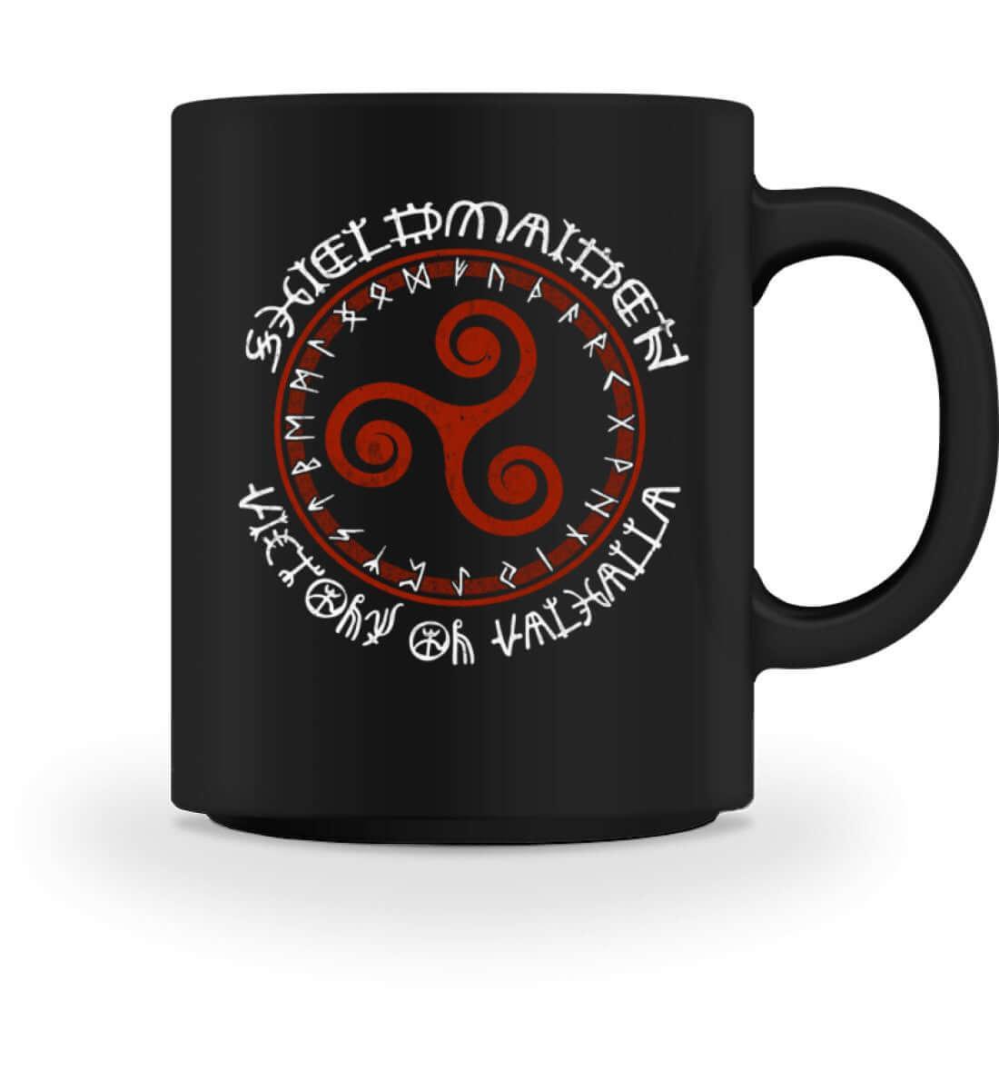 Schildmaiden-Erbe: Triskelion & Runenkreis Tasse für die moderne Kriegerin - Nordic Viking Wear