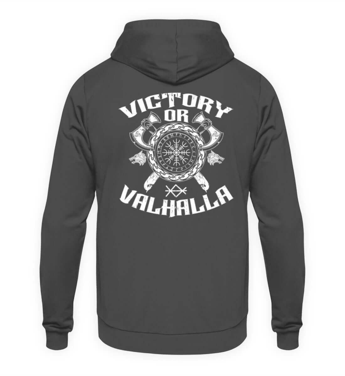 Wikinger Helm Of Awe Backprint Hoodie "Sieg oder Valhalla" – Kriegergeist in jedem Faden - Nordic Viking Wear