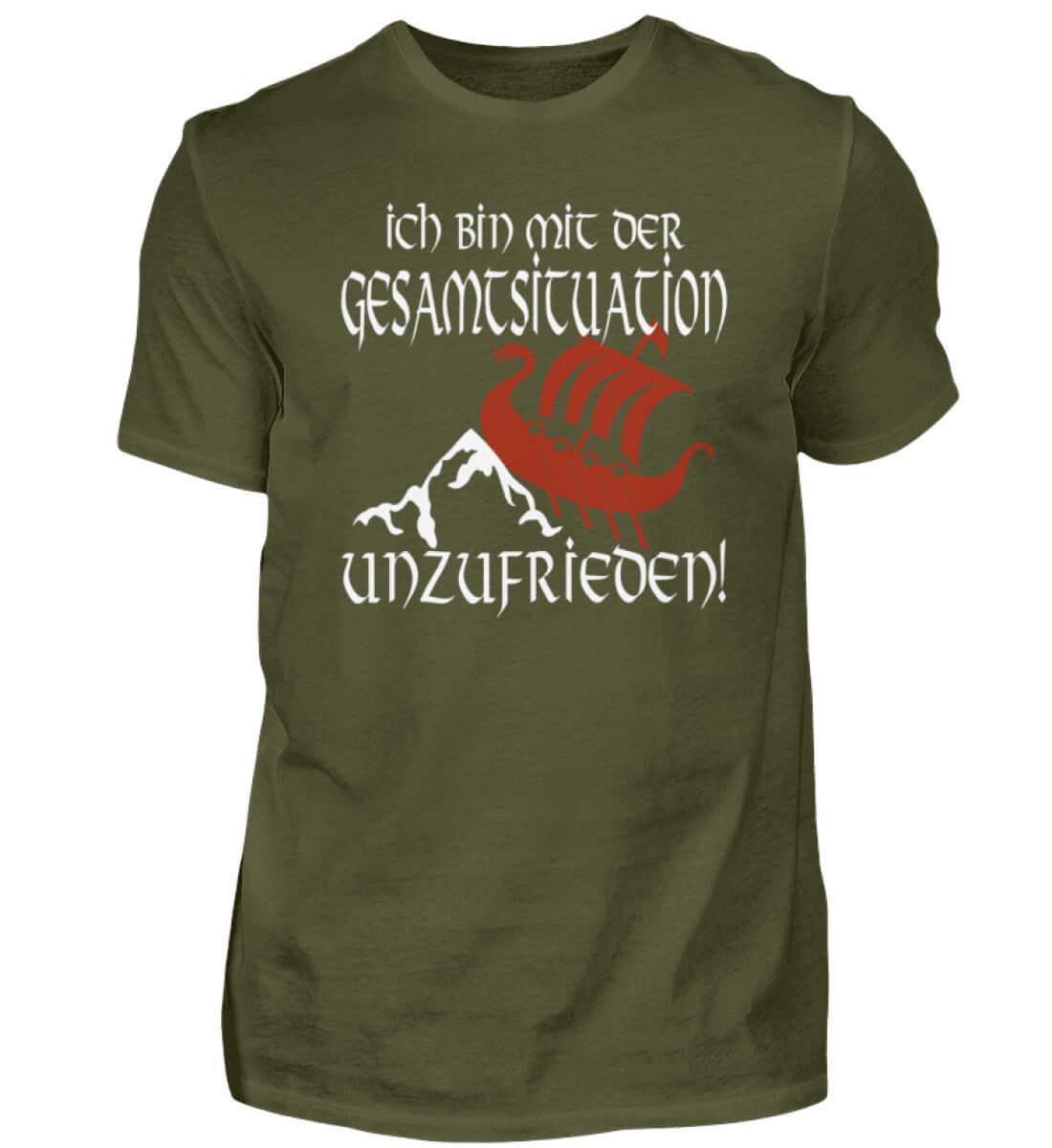 Lustiges Wikinger T-Shirt 'Unzufrieden' – Humorvoll auf Kollisionskurs - Nordic Viking Wear