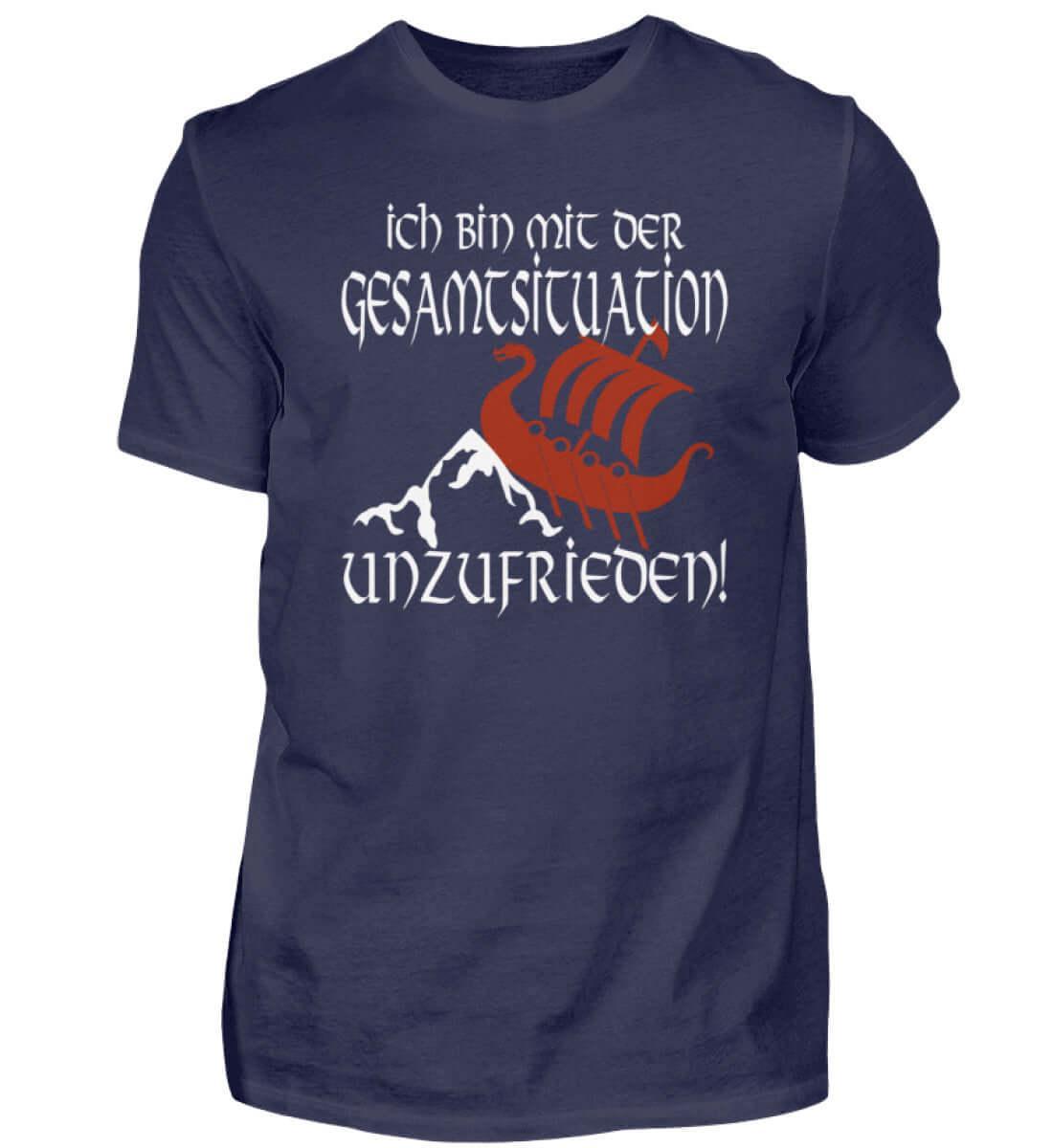 Lustiges Wikinger T-Shirt 'Unzufrieden' – Humorvoll auf Kollisionskurs - Nordic Viking Wear