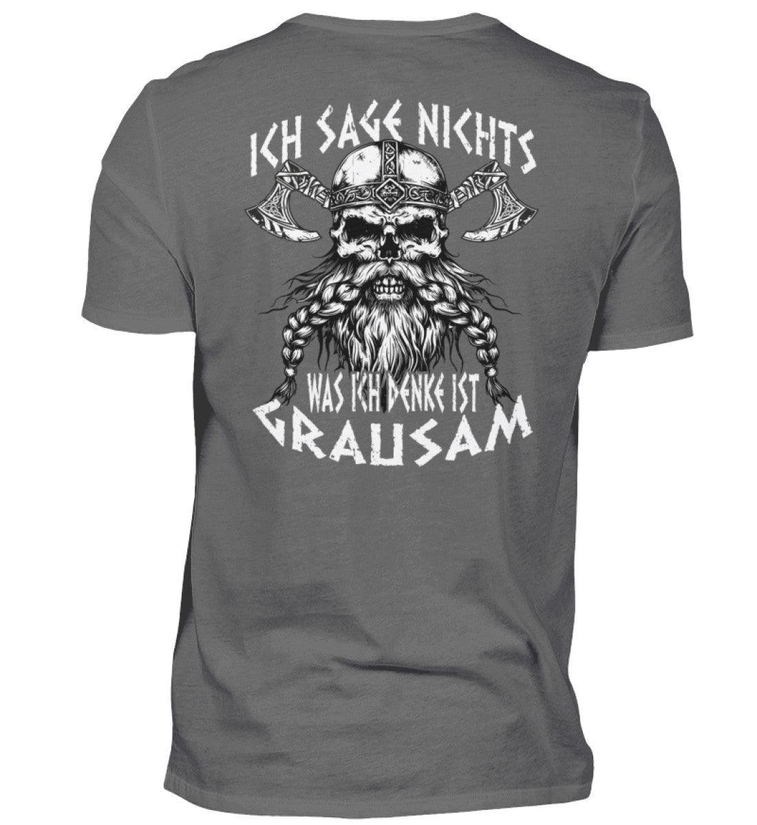 Lustiges Wikinger- Backprint Premiumshirt "Ich sage nichts, was ich denke ist grausam" - Nordic Viking Wear