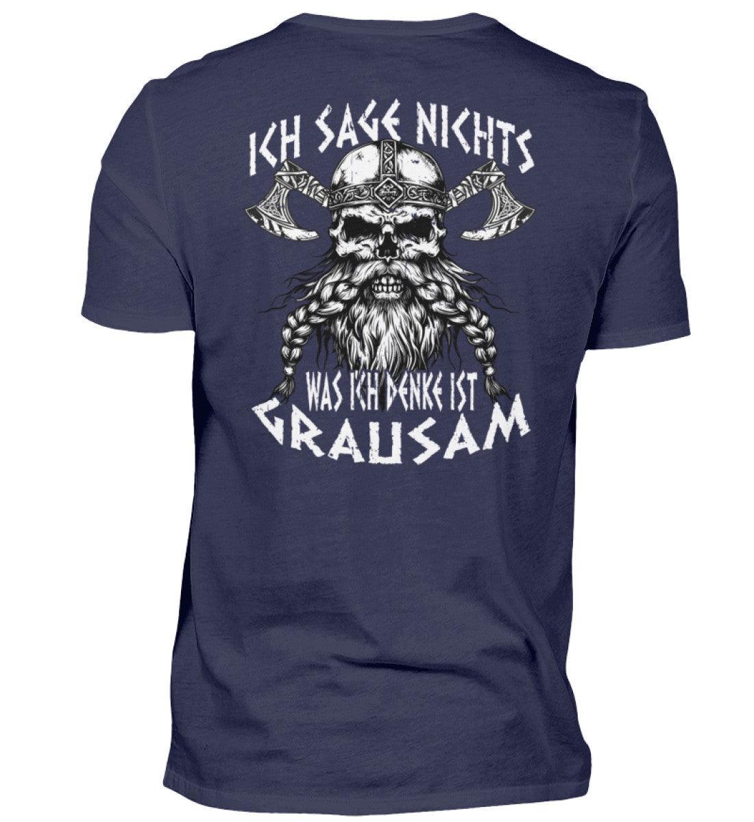 Lustiges Wikinger- Backprint Premiumshirt "Ich sage nichts, was ich denke ist grausam" - Nordic Viking Wear