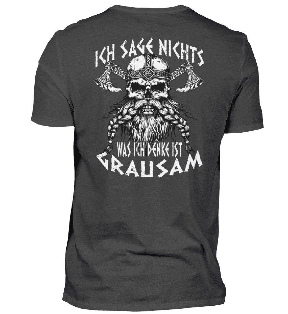 Lustiges Wikinger- Backprint Premiumshirt "Ich sage nichts, was ich denke ist grausam" - Nordic Viking Wear
