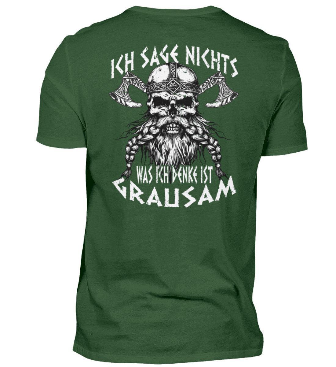 Lustiges Wikinger- Backprint Premiumshirt "Ich sage nichts, was ich denke ist grausam" - Nordic Viking Wear