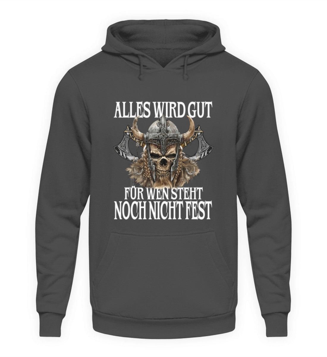 Lustiger Wikinger Hoodie - "Alles wird gut" Spruch mit Wikingerschädel - Nordic Viking Wear