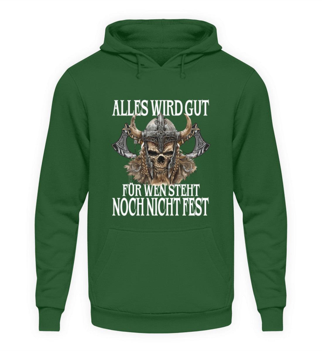 Lustiger Wikinger Hoodie - "Alles wird gut" Spruch mit Wikingerschädel - Nordic Viking Wear
