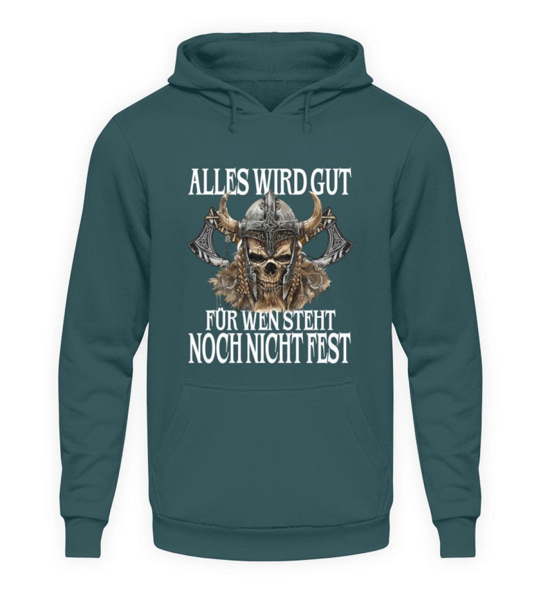 Lustiger Wikinger Hoodie - "Alles wird gut" Spruch mit Wikingerschädel - Nordic Viking Wear