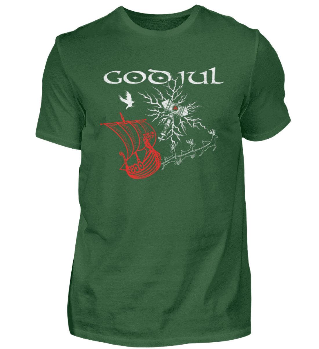 Wikinger Weihnachts-Shirt – God Jul Design mit Thors Hammer & Drachenboot - Nordic Viking Wear
