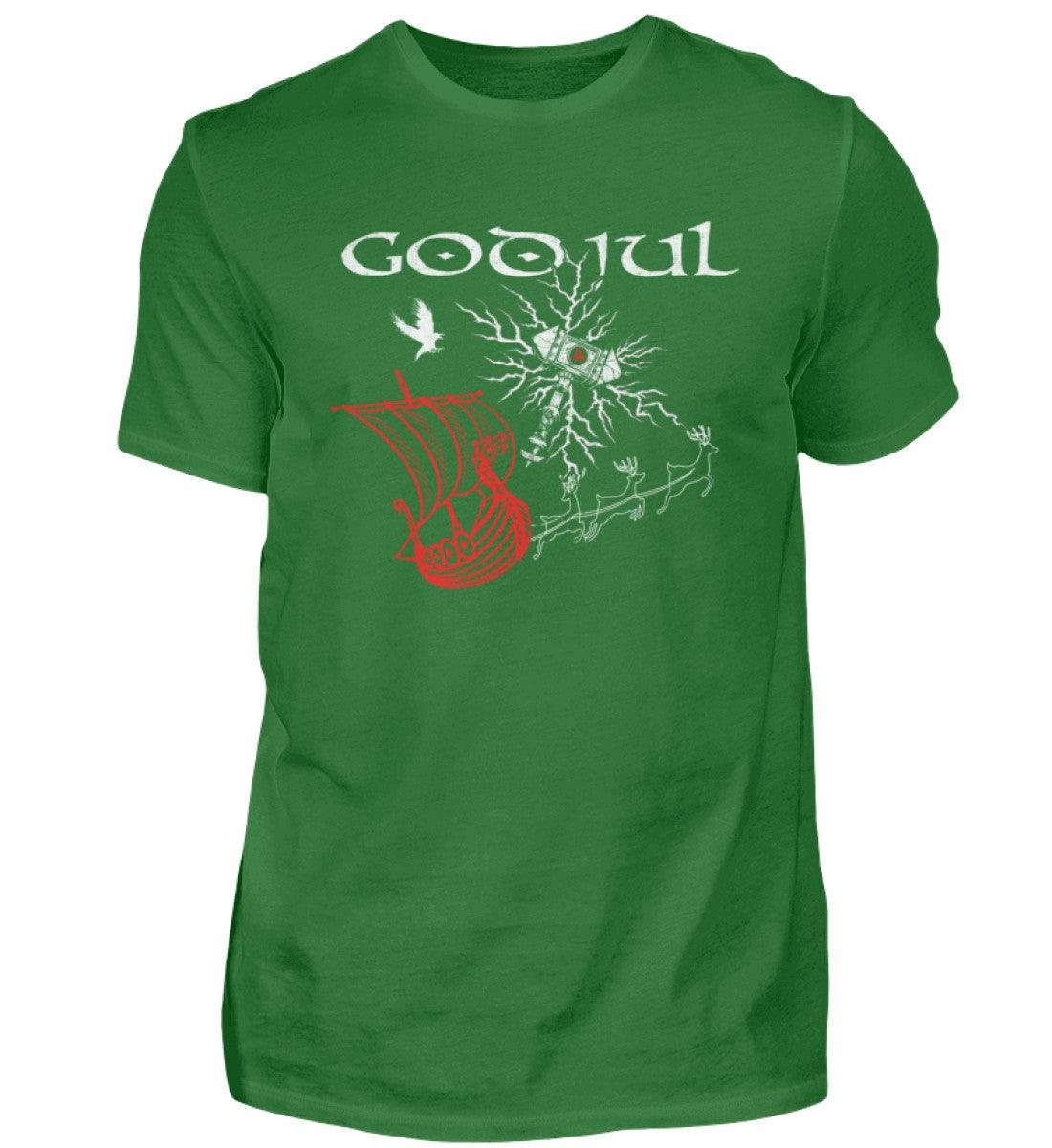 Wikinger Weihnachts-Shirt – God Jul Design mit Thors Hammer & Drachenboot - Nordic Viking Wear