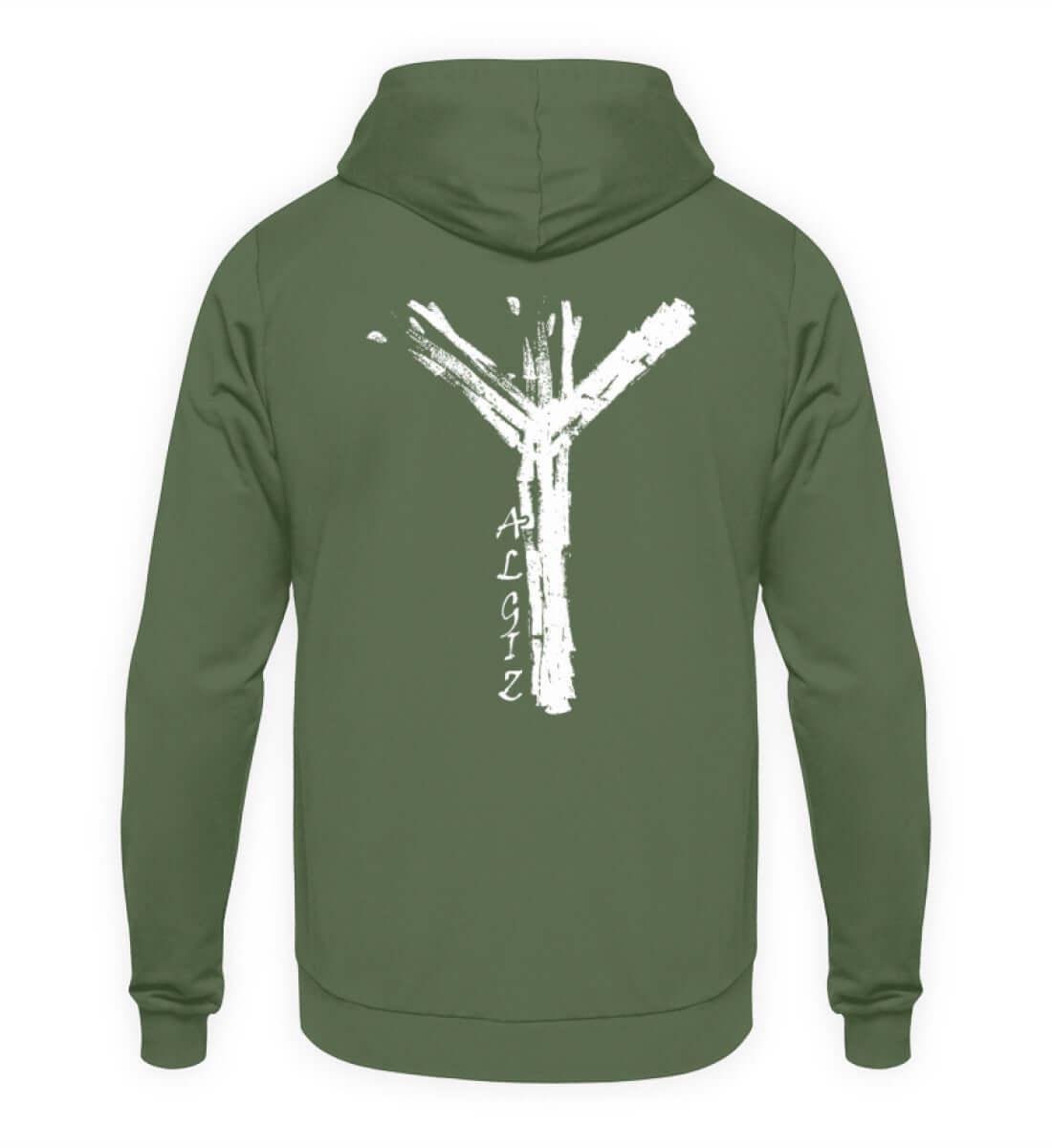 Wikinger Hoodie mit Algiz-Rune – Mystischer Schutz-Symbol Kapuzenpullover - Nordic Viking Wear