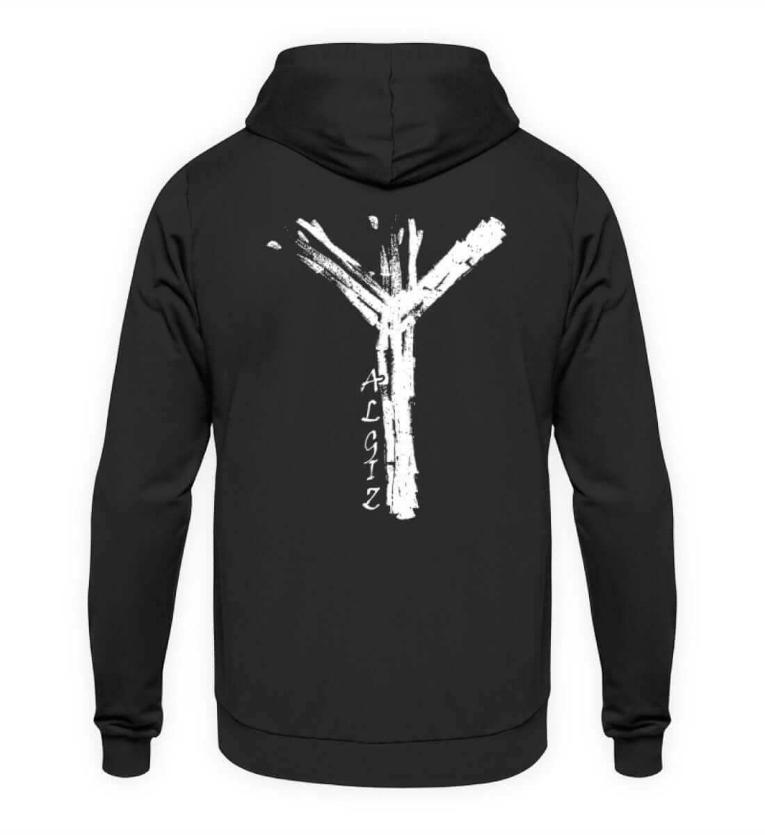 Wikinger Hoodie mit Algiz-Rune – Mystischer Schutz-Symbol Kapuzenpullover - Nordic Viking Wear