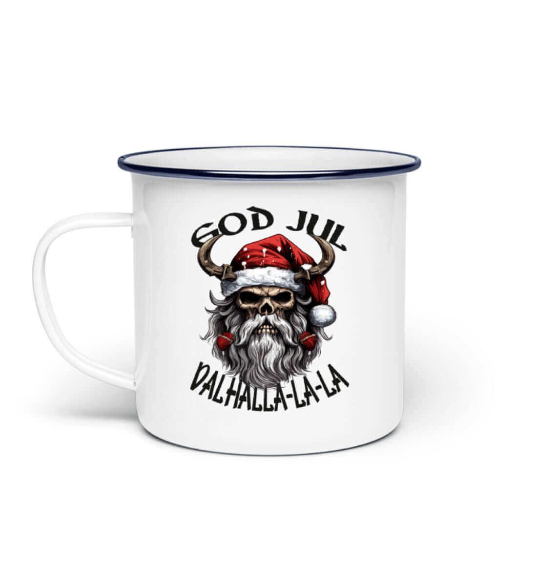 "God Jul Valhalla-La-La" Emaille Tasse - Nordic Viking Wear