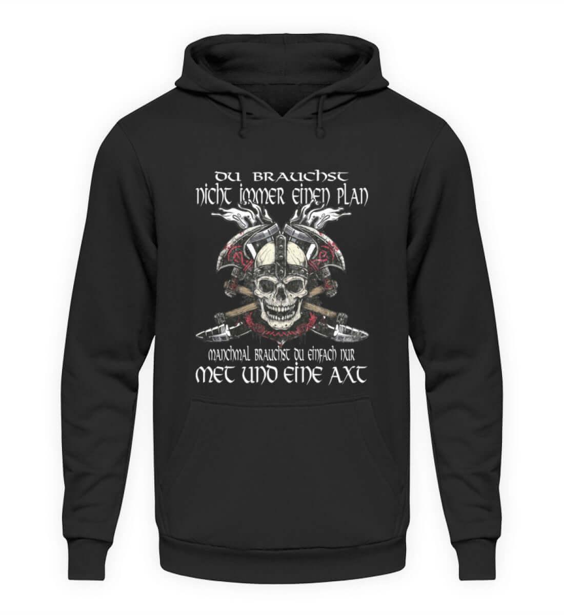 Lustiger Wikinger Hoodie 'Met und Axt' – Für die Tage ohne Plan - Nordic Viking Wear
