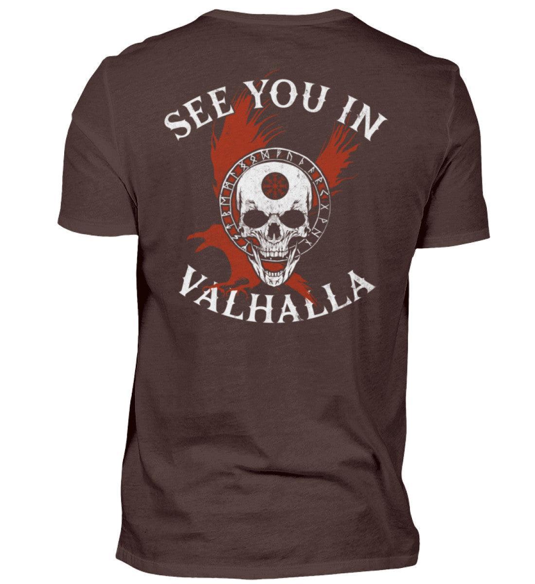 Wikinger-Shirt "See You in Valhalla" mit Helm des Schreckens Design - Nordic Viking Wear