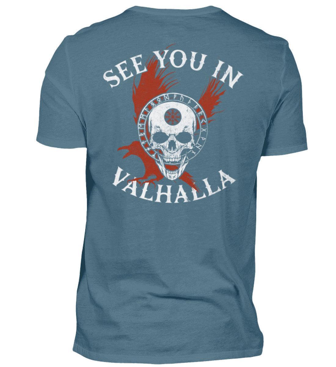Wikinger-Shirt "See You in Valhalla" mit Helm des Schreckens Design - Nordic Viking Wear