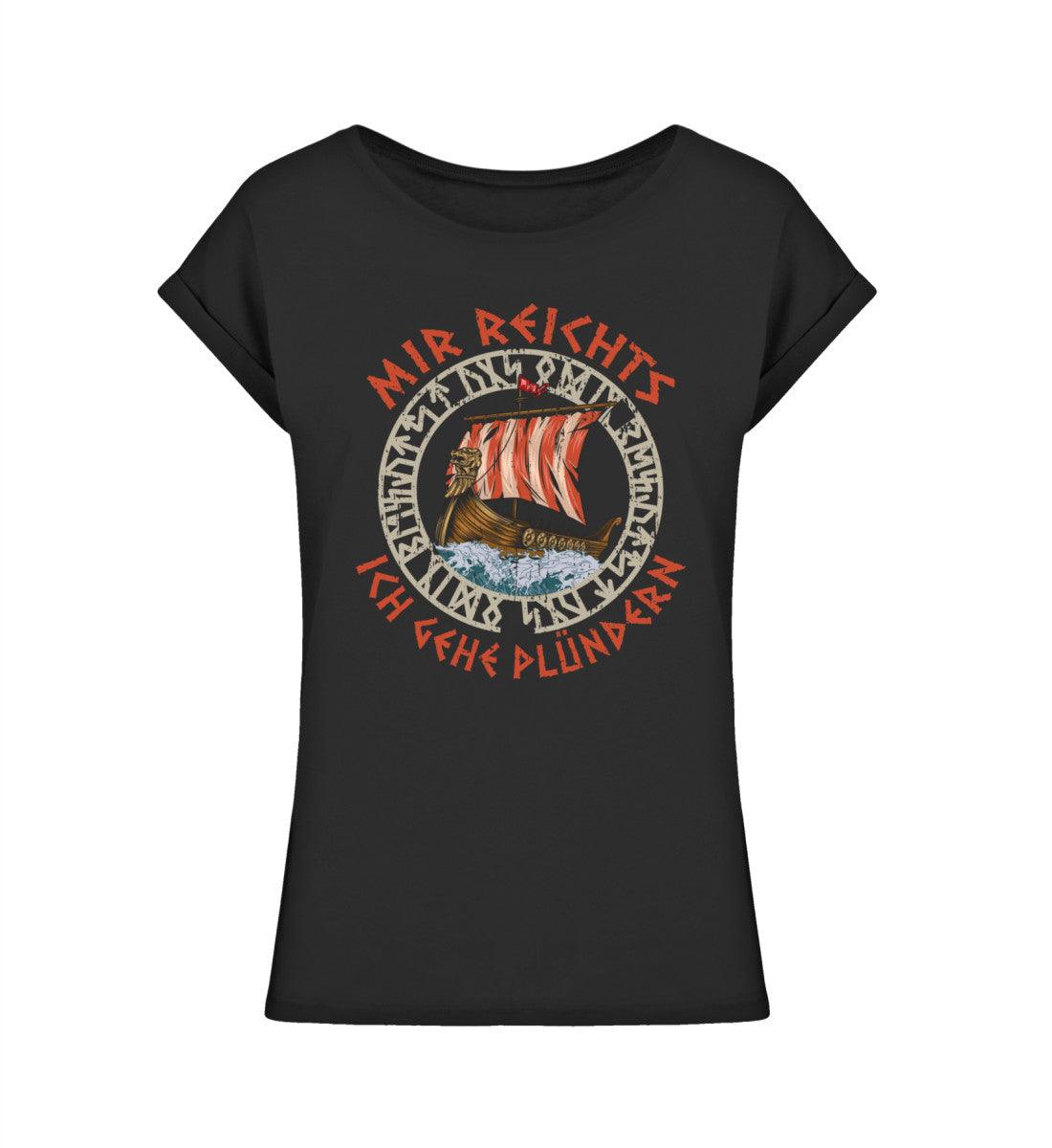 Extended Shirt „Mir reicht’s – Ich gehe plündern“ mit Wikingerschiff & Runen - Nordic Viking Wear