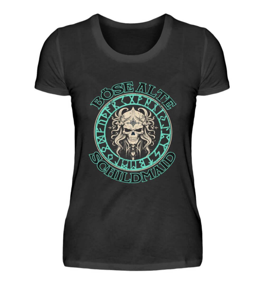 "Böse Alte Schildmaid" Premiumshirt – Humorvolles Wikinger-Shirt mit Charakter - Nordic Viking Wear