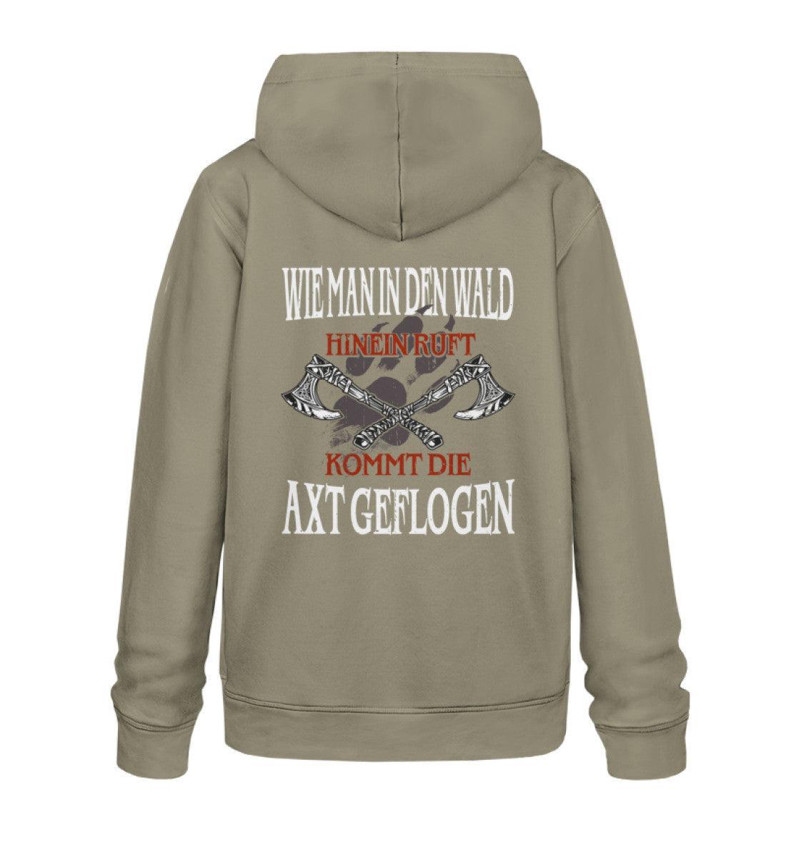 Lustiges Wikinger Premium Hoodie "Wie man in den Wald hineinruft, kommt die Axt geflogen" - Nordic Viking Wear