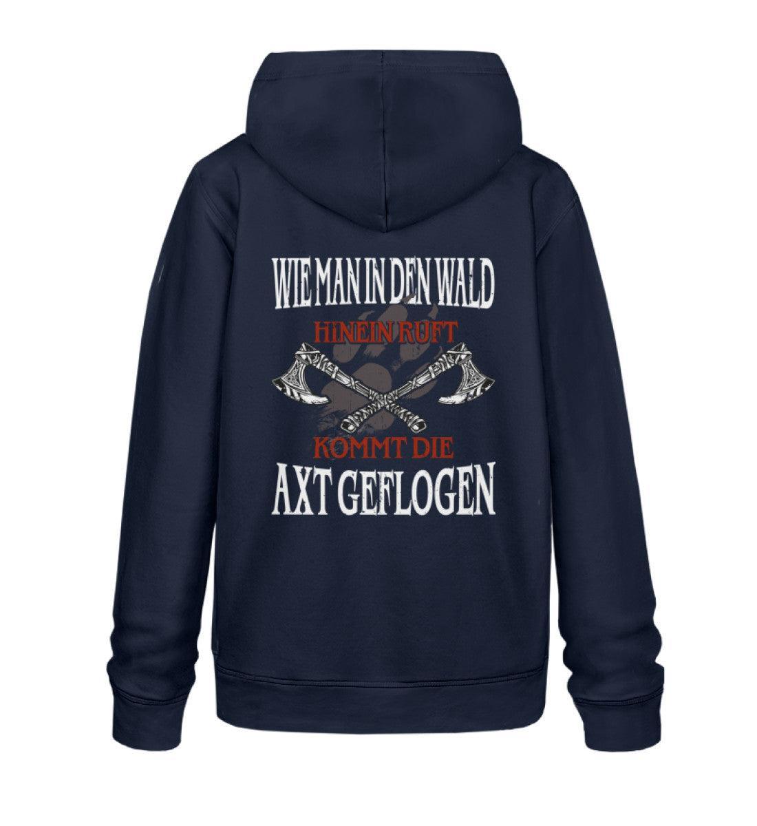 Lustiges Wikinger Premium Hoodie "Wie man in den Wald hineinruft, kommt die Axt geflogen" - Nordic Viking Wear