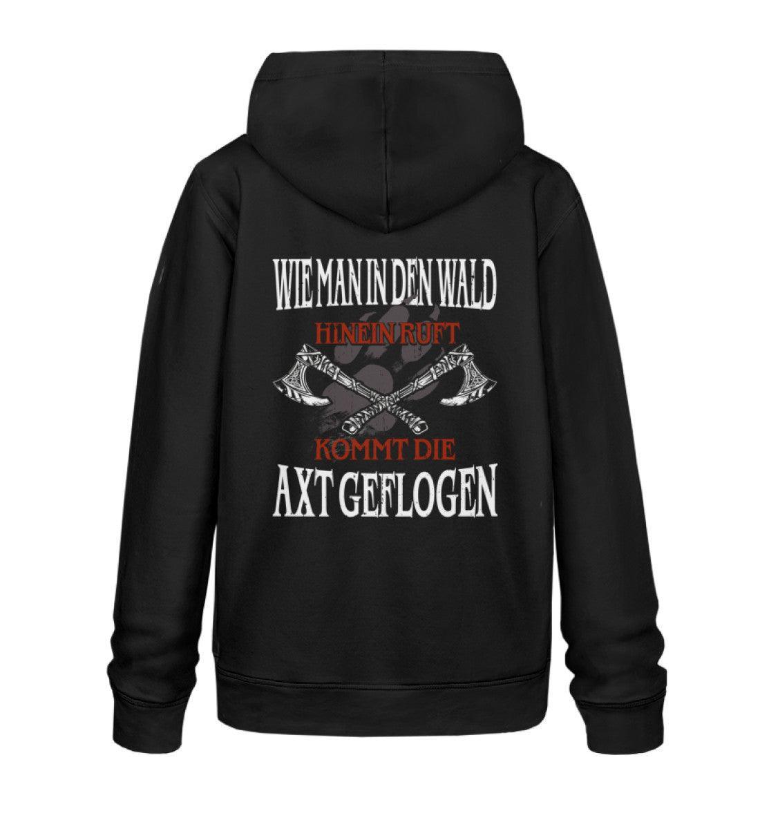 Lustiges Wikinger Premium Hoodie "Wie man in den Wald hineinruft, kommt die Axt geflogen" - Nordic Viking Wear