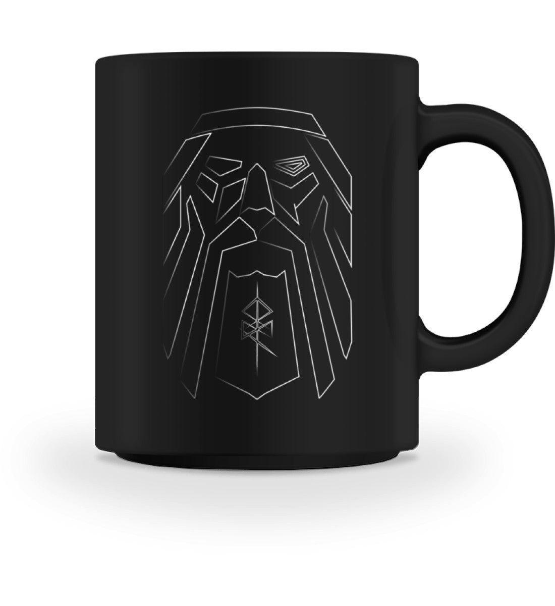 Wikinger Tasse mit Odin-Darstellung und Binderune – Symbol der Weisheit und Stärke - Nordic Viking Wear