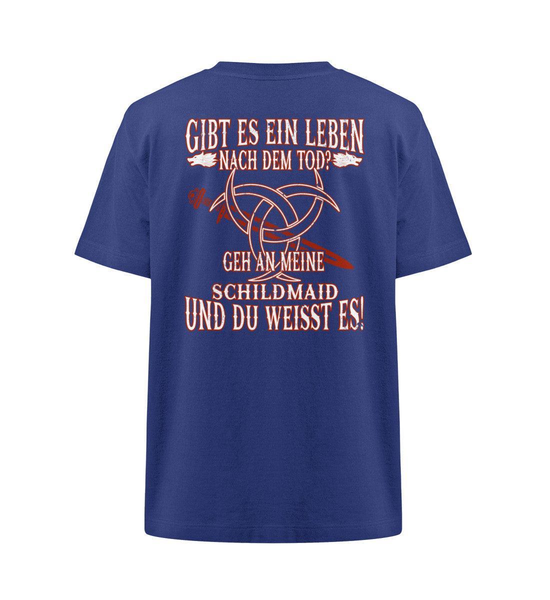 Lustiges Wikinger Heavy Oversize Shirt "Gibt es ein Leben nach dem Tod? Geh an meine Schildmaid und du weißt es!" - Nordic Viking Wear
