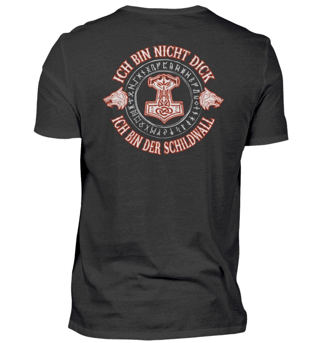 Lustiges Wikinger Backprint Shirt - "Ich Bin Nicht Dick, Ich Bin Der Schildwall 2.0" - Nordic Viking Wear