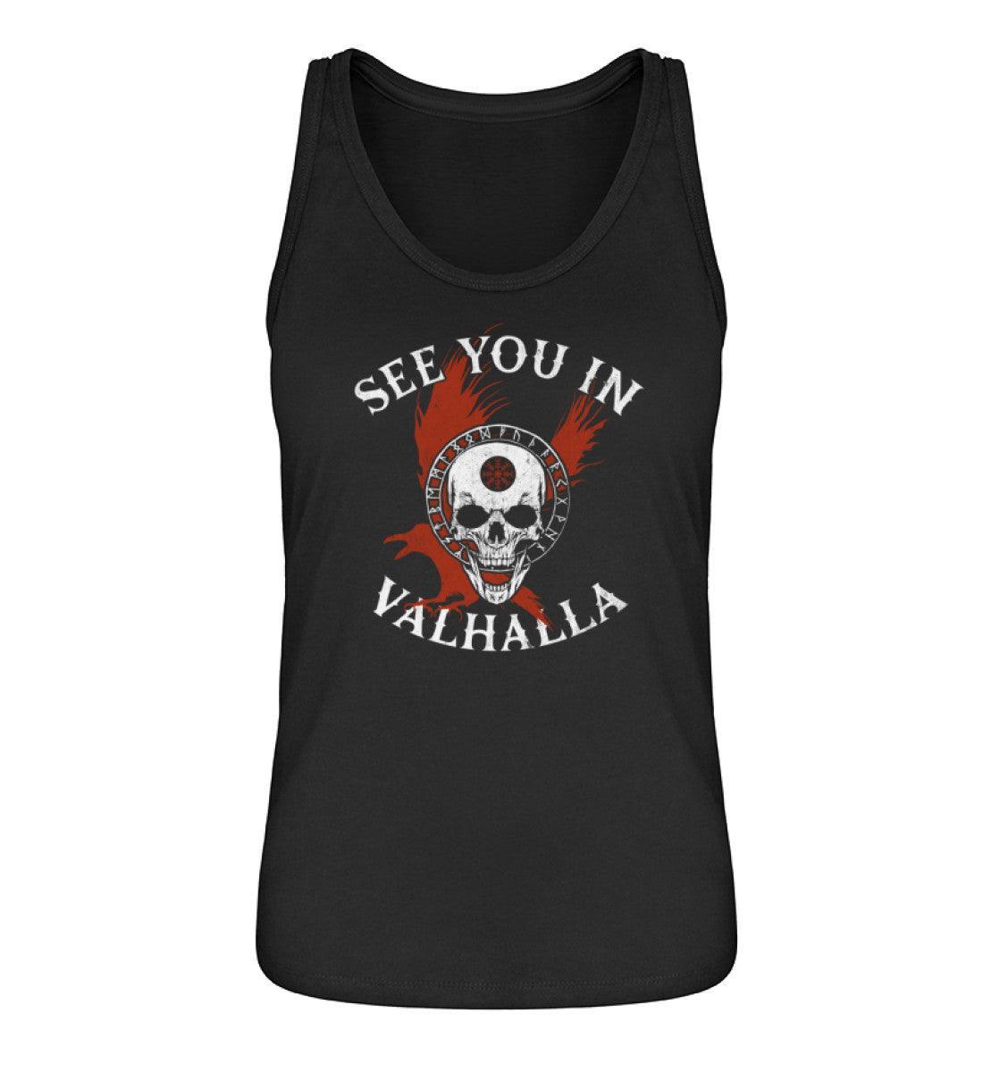 Schildmaiden-Tanktop "See You in Valhalla" mit Helm of Awe-Schädel - Nordic Viking Wear