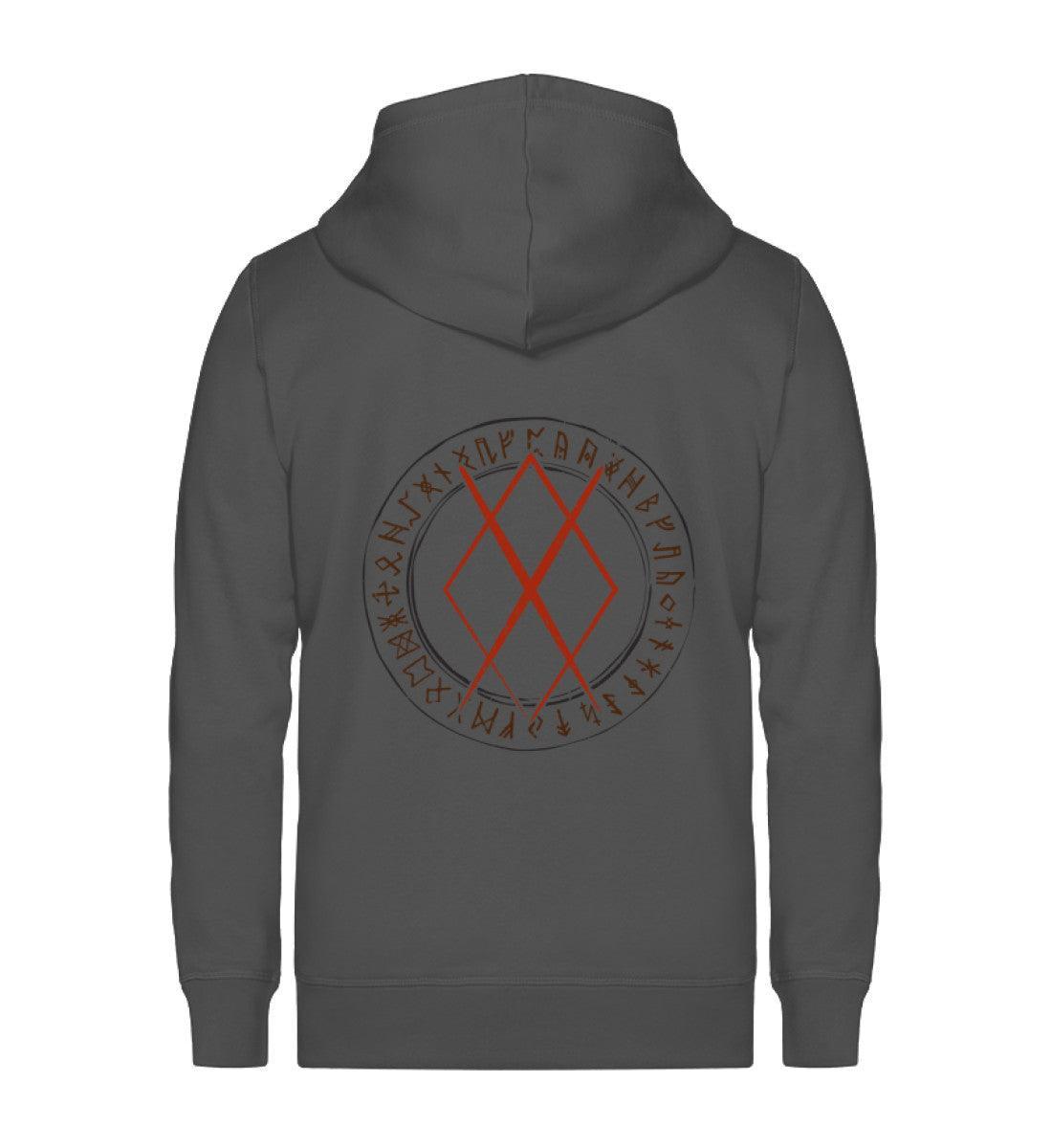 Wikinger Zip - Hoodie Gungnir-Rune und Runenkreis - Kraftvolles Nordisches Design - Nordic Viking Wear